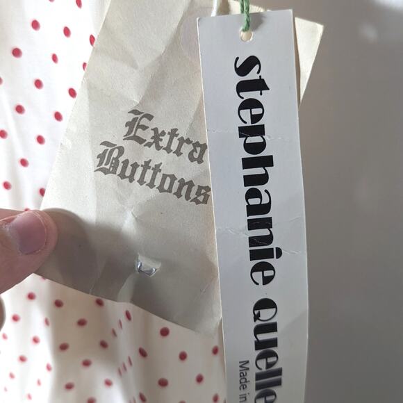 Vtg Stephanie Queller Dress Women's Sz 16 Large Cream Red Polka Dot Classic - Picture 8 of 8